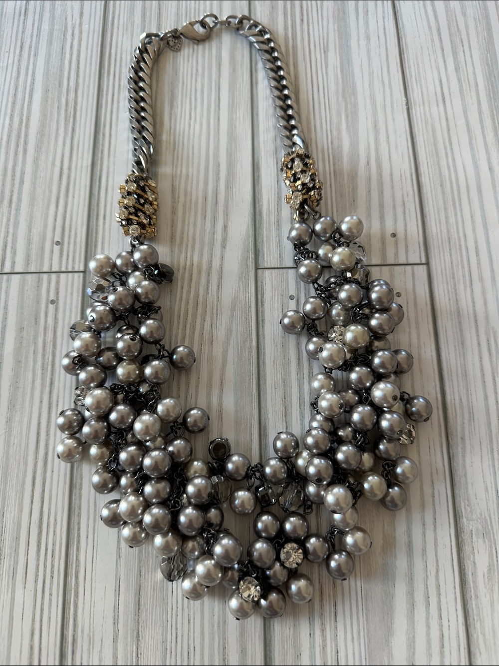 Stella & Dot Silver Pearl Cluster Necklace